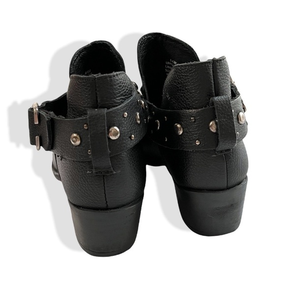 Musse & Cloud Black Genuine Leather silver Stud Pointed Toe Asher Ankle Bootie - Picture 10 of 11